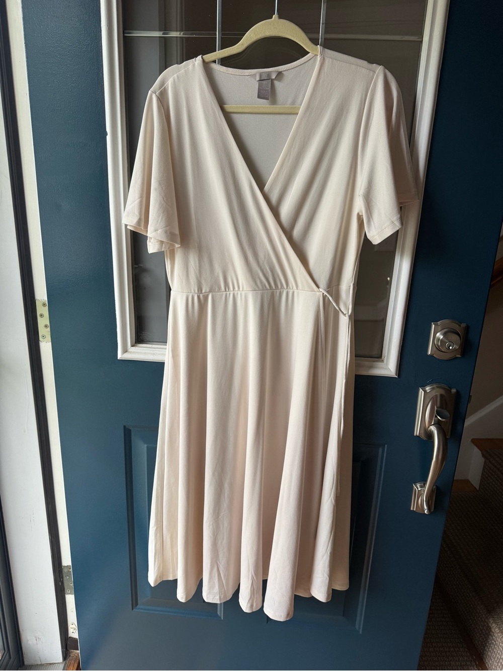 H&M Soft Cream Wrap Dress with Flutter Sleeves